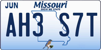 MO license plate AH3S7T