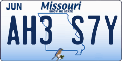 MO license plate AH3S7Y