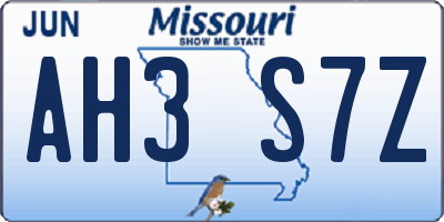 MO license plate AH3S7Z