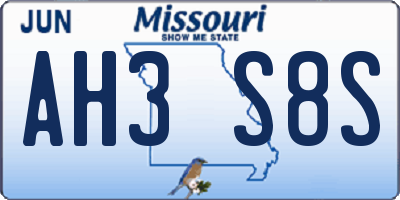 MO license plate AH3S8S