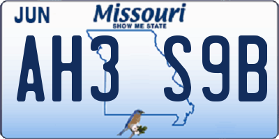MO license plate AH3S9B
