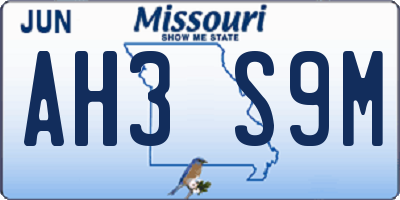 MO license plate AH3S9M