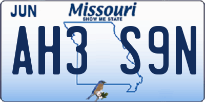 MO license plate AH3S9N