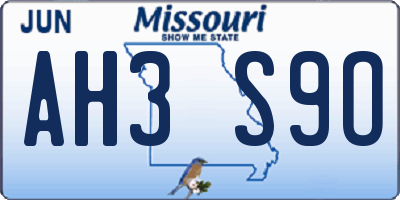 MO license plate AH3S9O