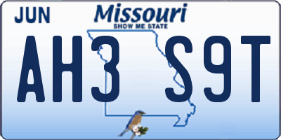 MO license plate AH3S9T