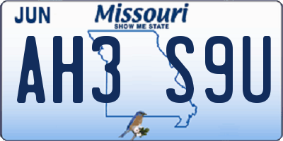 MO license plate AH3S9U