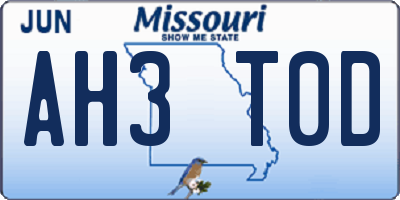 MO license plate AH3T0D