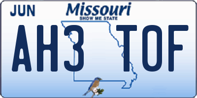 MO license plate AH3T0F