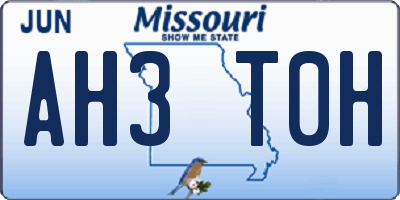 MO license plate AH3T0H