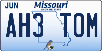MO license plate AH3T0M