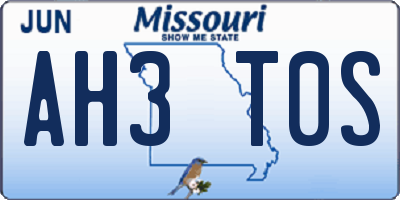 MO license plate AH3T0S