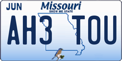 MO license plate AH3T0U