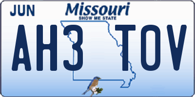 MO license plate AH3T0V
