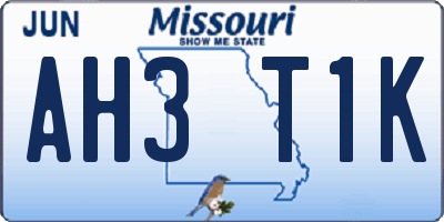 MO license plate AH3T1K