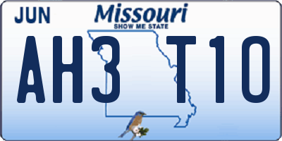 MO license plate AH3T1O
