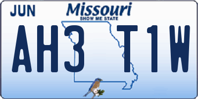 MO license plate AH3T1W