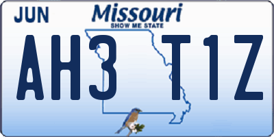 MO license plate AH3T1Z
