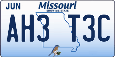 MO license plate AH3T3C