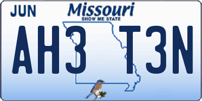 MO license plate AH3T3N