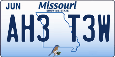 MO license plate AH3T3W