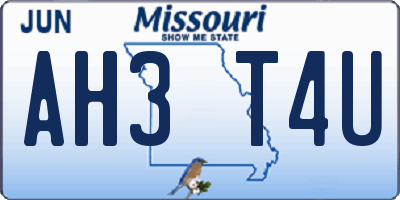 MO license plate AH3T4U