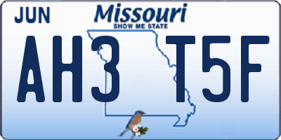 MO license plate AH3T5F