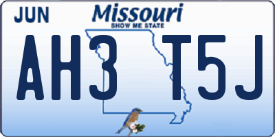 MO license plate AH3T5J