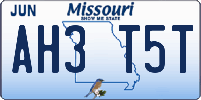MO license plate AH3T5T