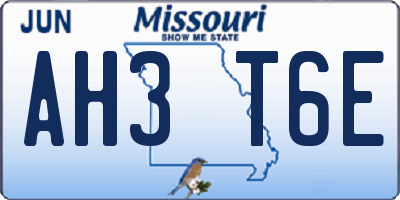 MO license plate AH3T6E