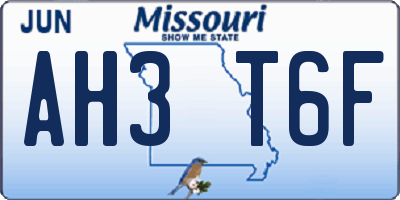 MO license plate AH3T6F