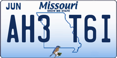 MO license plate AH3T6I
