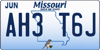 MO license plate AH3T6J