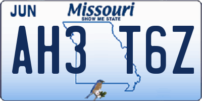 MO license plate AH3T6Z