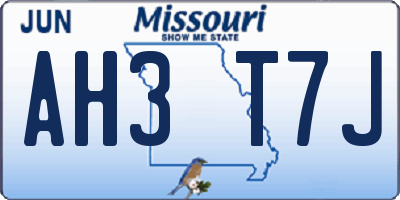 MO license plate AH3T7J