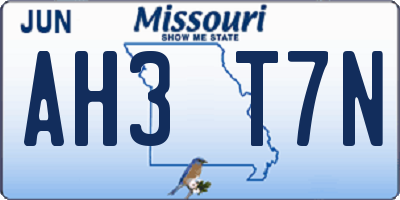 MO license plate AH3T7N