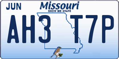 MO license plate AH3T7P