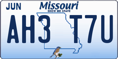 MO license plate AH3T7U