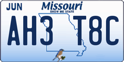 MO license plate AH3T8C