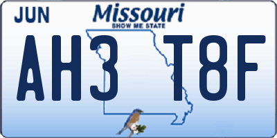 MO license plate AH3T8F