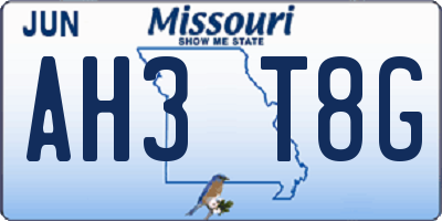 MO license plate AH3T8G