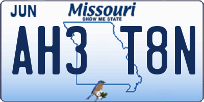MO license plate AH3T8N