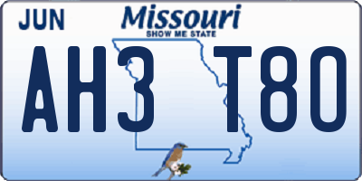 MO license plate AH3T8O