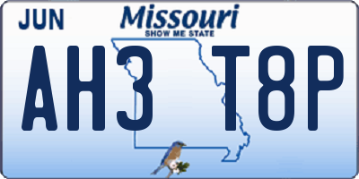 MO license plate AH3T8P