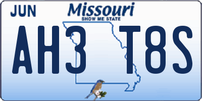 MO license plate AH3T8S