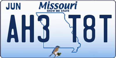 MO license plate AH3T8T