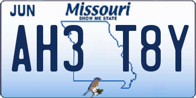 MO license plate AH3T8Y