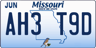 MO license plate AH3T9D