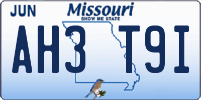 MO license plate AH3T9I