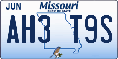 MO license plate AH3T9S
