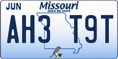MO license plate AH3T9T